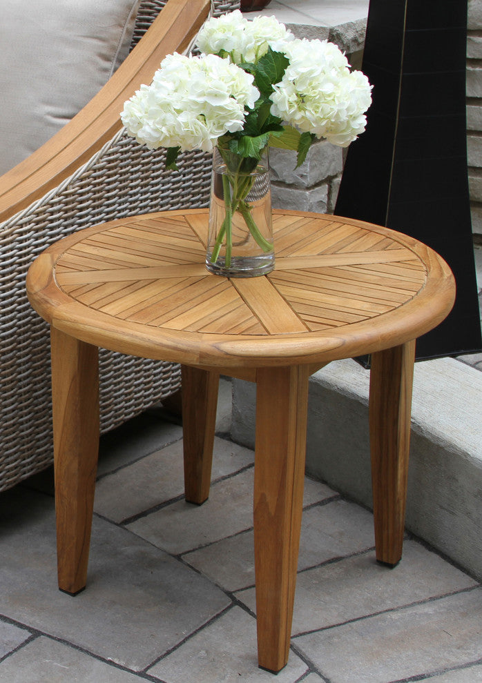 Round Teak Accent Table