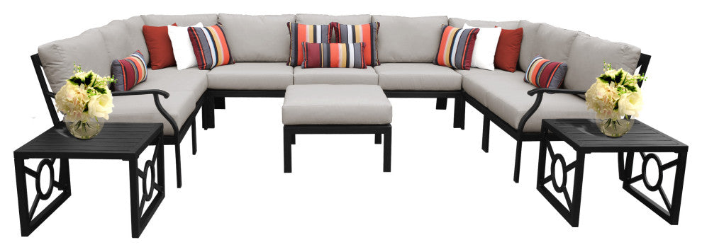 kathy ireland Madison Ave. 12 Piece Aluminum Patio Furniture Set 12g, Almond