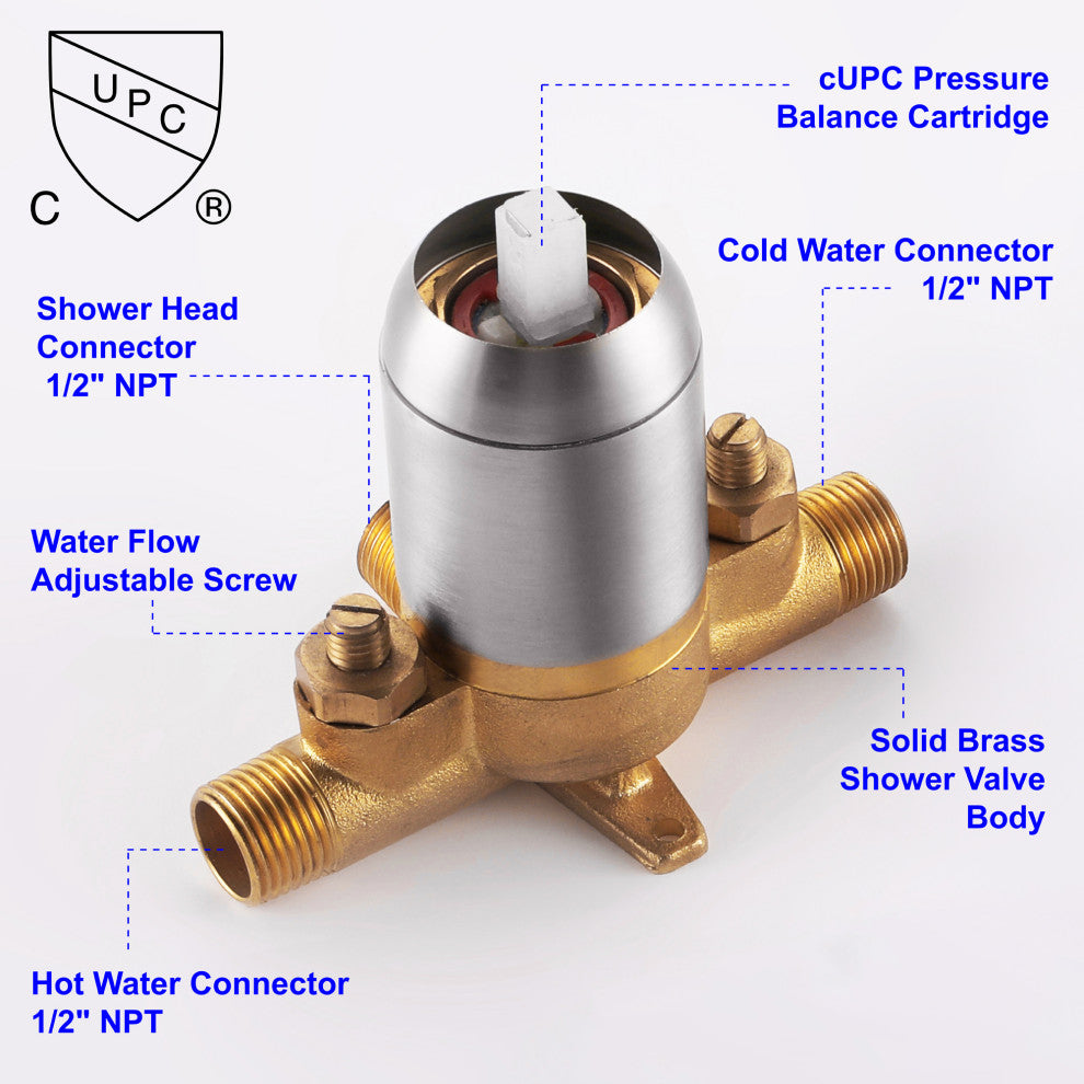 Shower Faucet Set With Valve and 9" ABS Rainfall Shower Head, Brushed Nickel