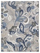 8" Round Blue Gray Jacobean Floral Indoor Outdoor Area Rug