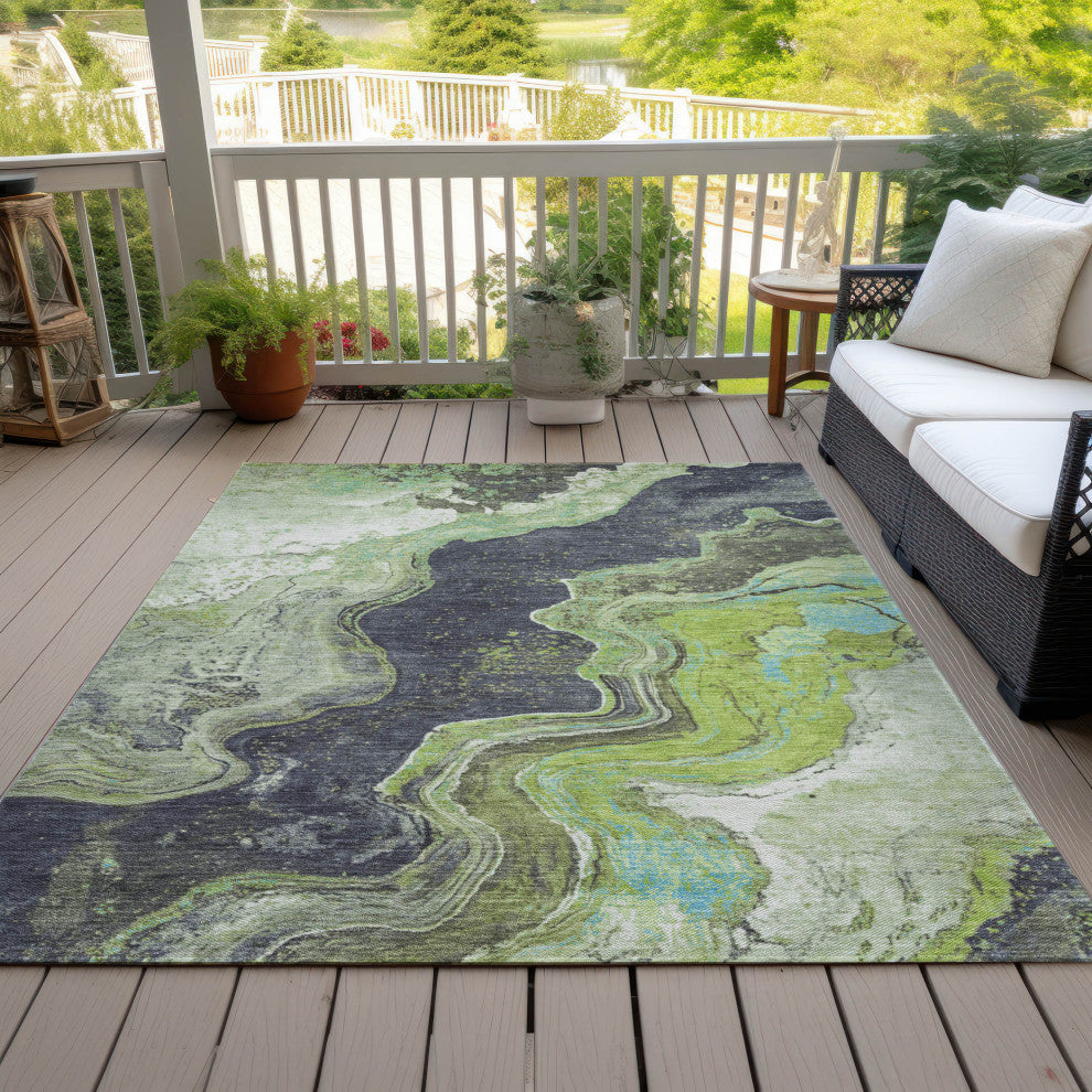 Machine Washable Indoor/Outdoor Chantille ACN1907 Aloe 5' x 7'6" Rug