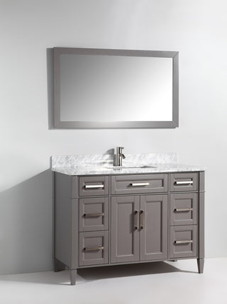 Vanity Set With Carrara Marble Top, 60", Gray, Standard Mirror