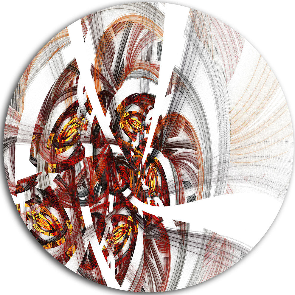 Brown Symmetrical Fractal Flower, Floral Round Metal Wall Art, 23"