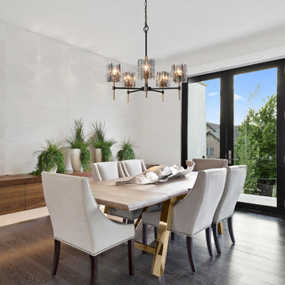 LNC Tucana 5-Light Matte Black and Polished Gold Modern/Contemporary Chandelier