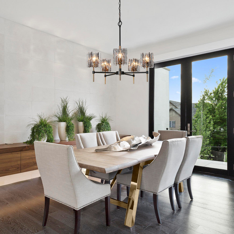 LNC Tucana 5-Light Matte Black and Polished Gold Modern/Contemporary Chandelier