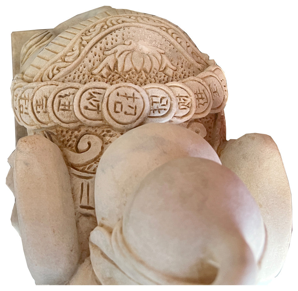 Chinese Pair White Marble Stone Fengshui Elephant Trunk Up Statues Hcs7637