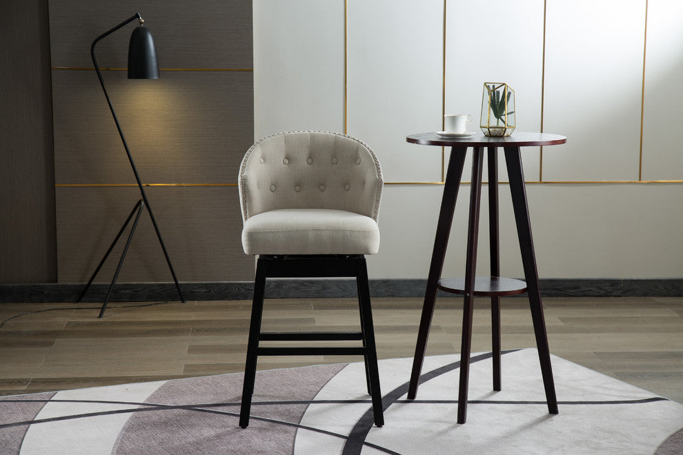 Button Tufted Arm Dining Room Accent Chairs, Set of 2, Tan