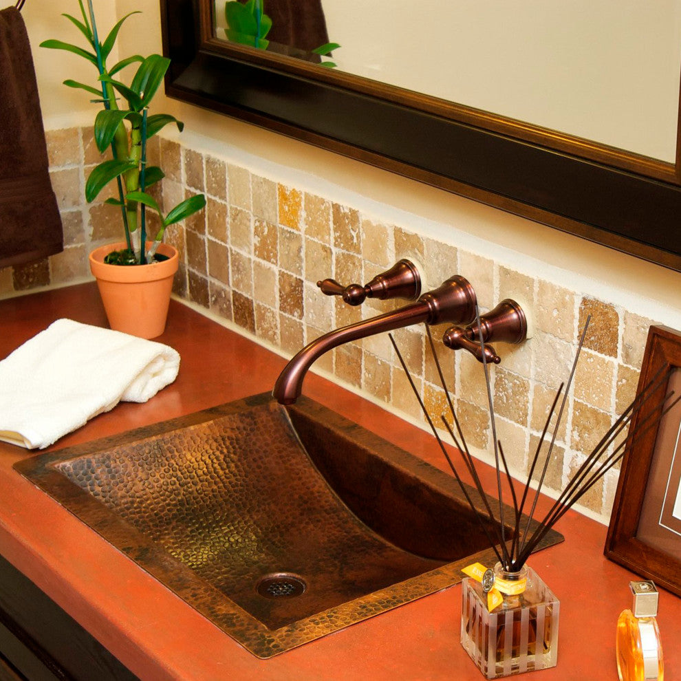 Merida Copper Bathroom Sink and Strainer Drain, Natural