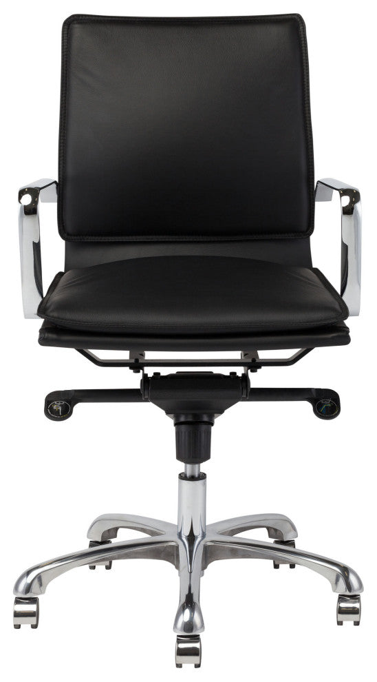 Carlo Office Chair in Black Leather by Nuevo