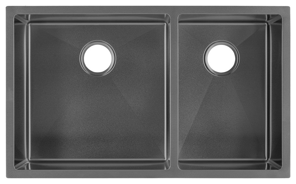 Rivage 33"x20" Stainless Steel, Dual Basin, Undermount Kitchen Sink, Black