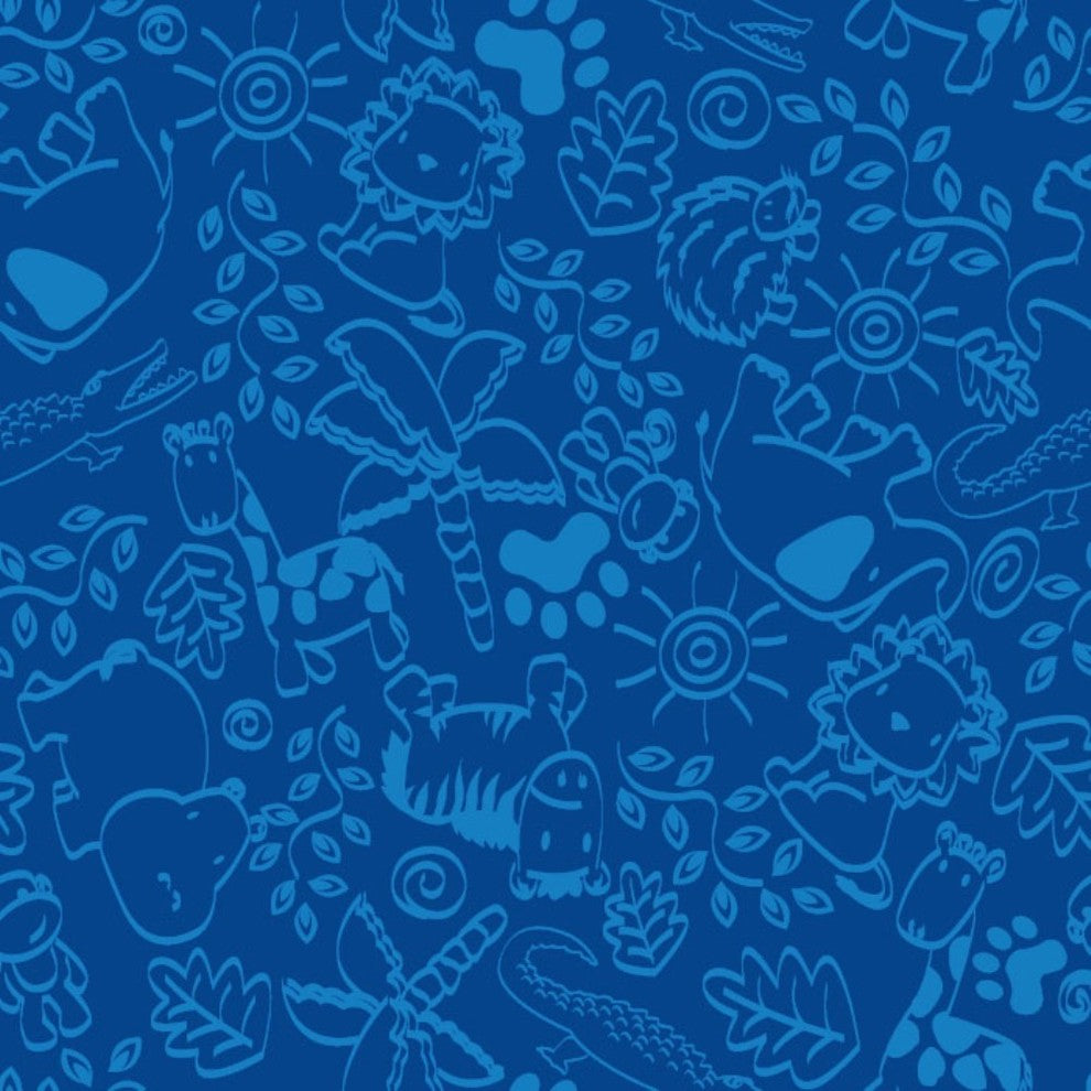 Animal Doodles Blue On Blue Rug
