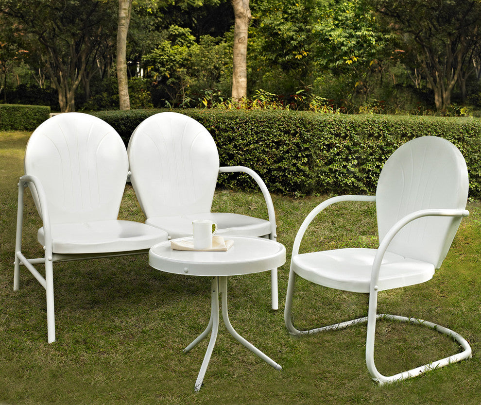 Griffith 3-Piece Metal Outdoor Conversation Seating Set, White