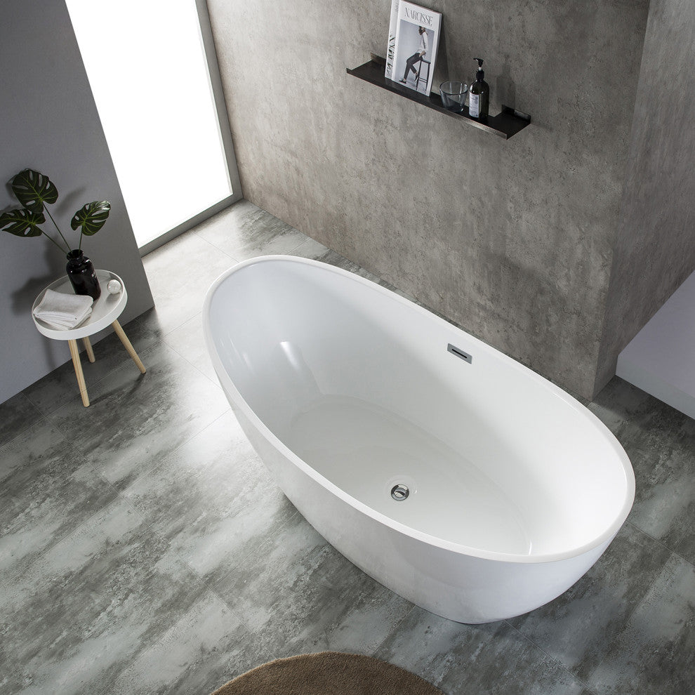 Eviva Bella 60" White Acrylic Free Standing Bathtub