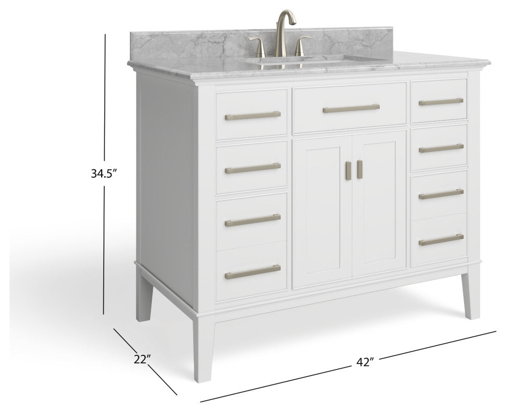 Fairmont Bathroom Vanity, Single Sink, 42", White, Freestanding