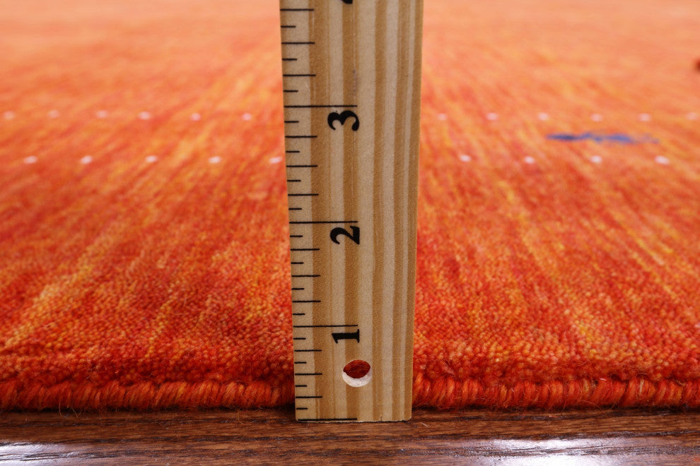 9' Square Handmade Persian Gabbeh Wool Rug Q6977
