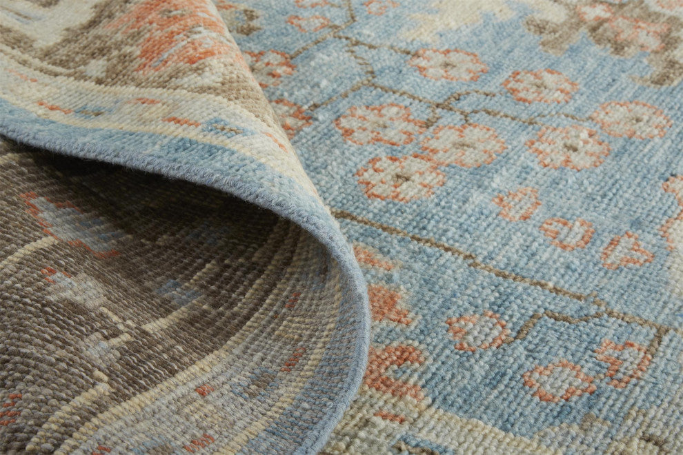 Weave & Wander Bennet Blue/Brown 5'6"x8'6" Hand Knotted Area Rug