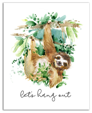 Let's Hang Out Sloth 16x20 Canvas Wall Art