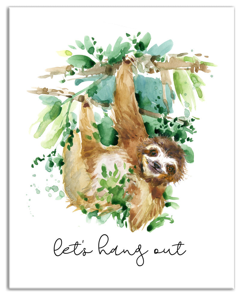 Let's Hang Out Sloth 16x20 Canvas Wall Art