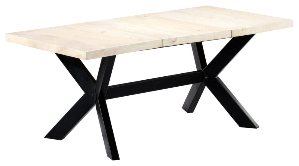 vidaXL Dining Table White 70.9"x35.4"x29.5" Solid Mango Wood