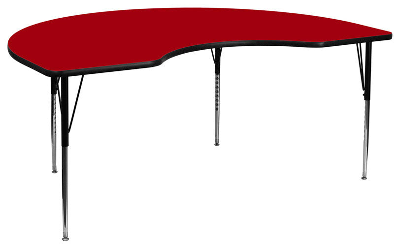 48"x96" Kidney Red Thermal Laminate Activity Table