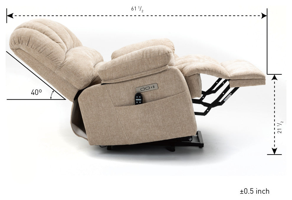 Power Lift Recliner Chair with Massage and Heat Function, 8-Point Vibration, Beige
