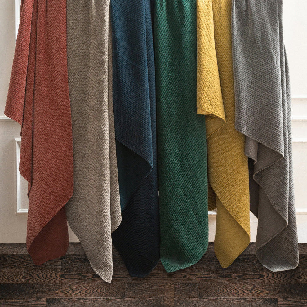 Stonewashed Cotton Velvet Quilt Set, Full/Queen, Black, 3 Piece
