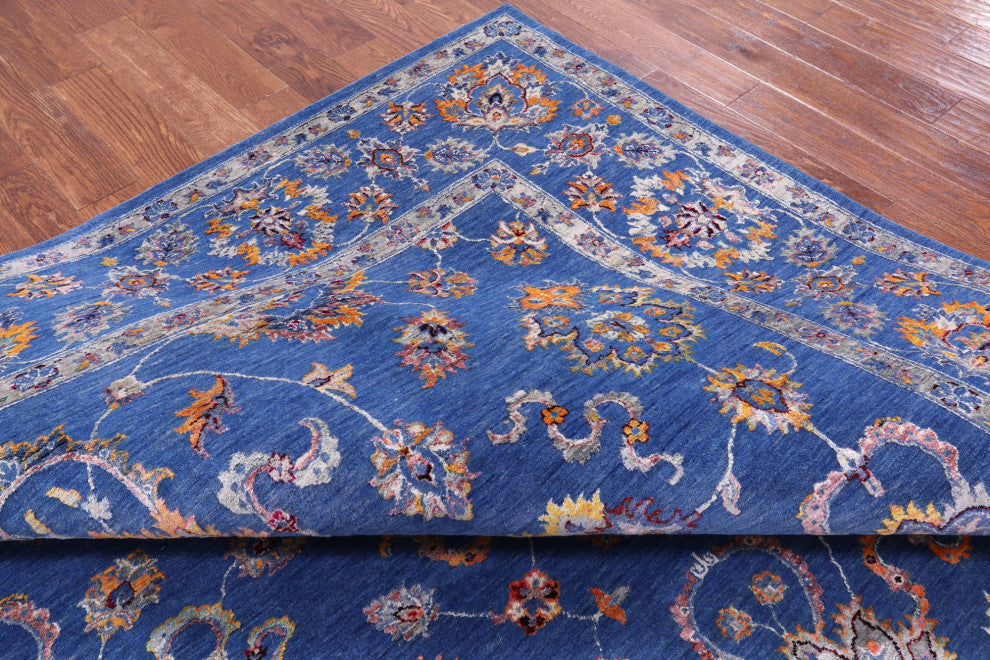9' 1" X 11' 11" Wool and Silk Persian Hand Knotted Rug Q12089