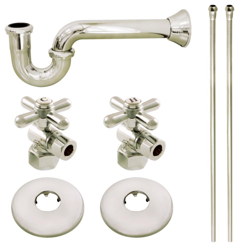 Plumbing Supply Kit, 1-1/2" P-Trap-1/2"IPS Inlet x 3/8" Oulet, Polished Nickel