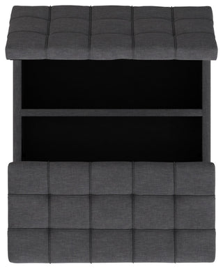 Laura Mid Century Lift Top Storage Ottoman, Slate Grey