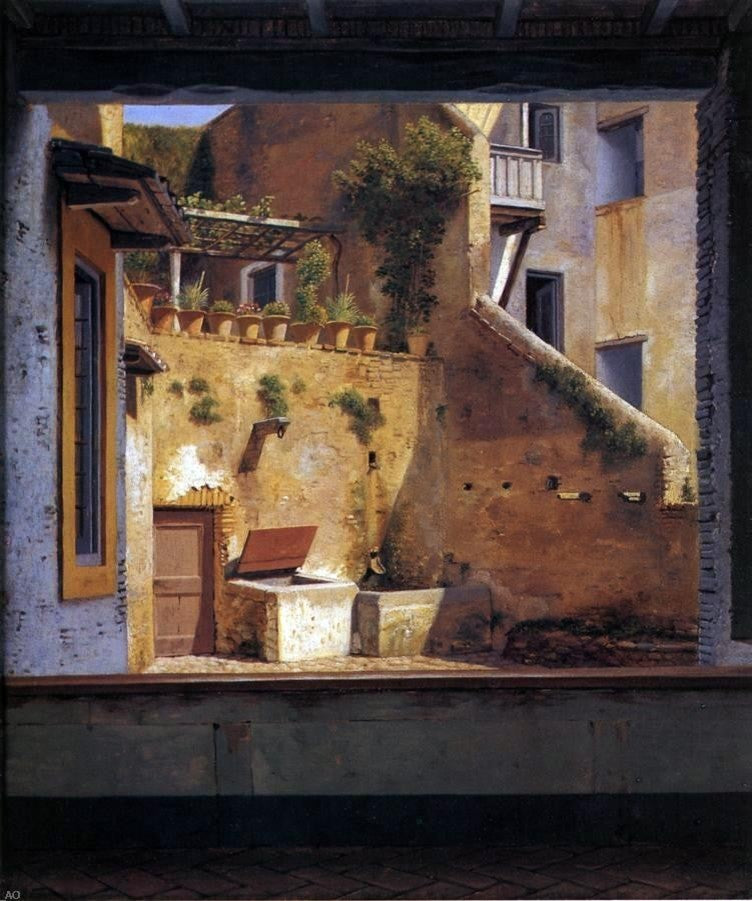 Christoffer Wilhelm Eckersberg A Courtyard in Rome Gallery Wrapped Canvas Print