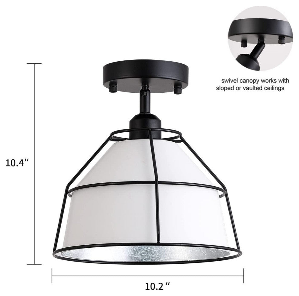 Farmhouse semi flush mount light fixture black cage ceiling lamp