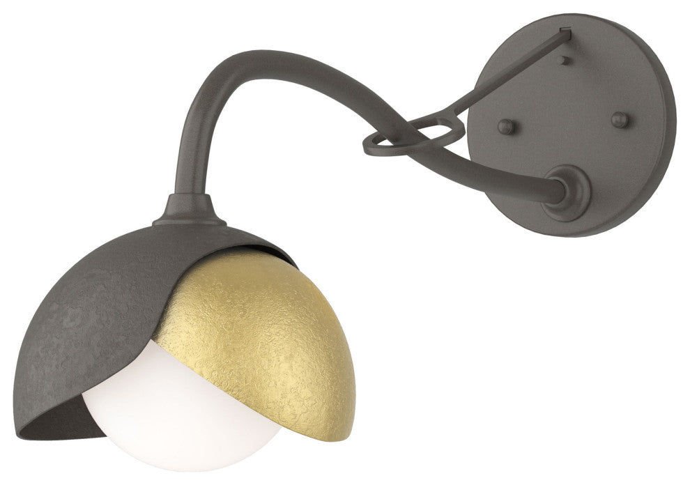 Brooklyn 1-Light  Sconce, Dark Smoke, Modern Brass, Opal Glass