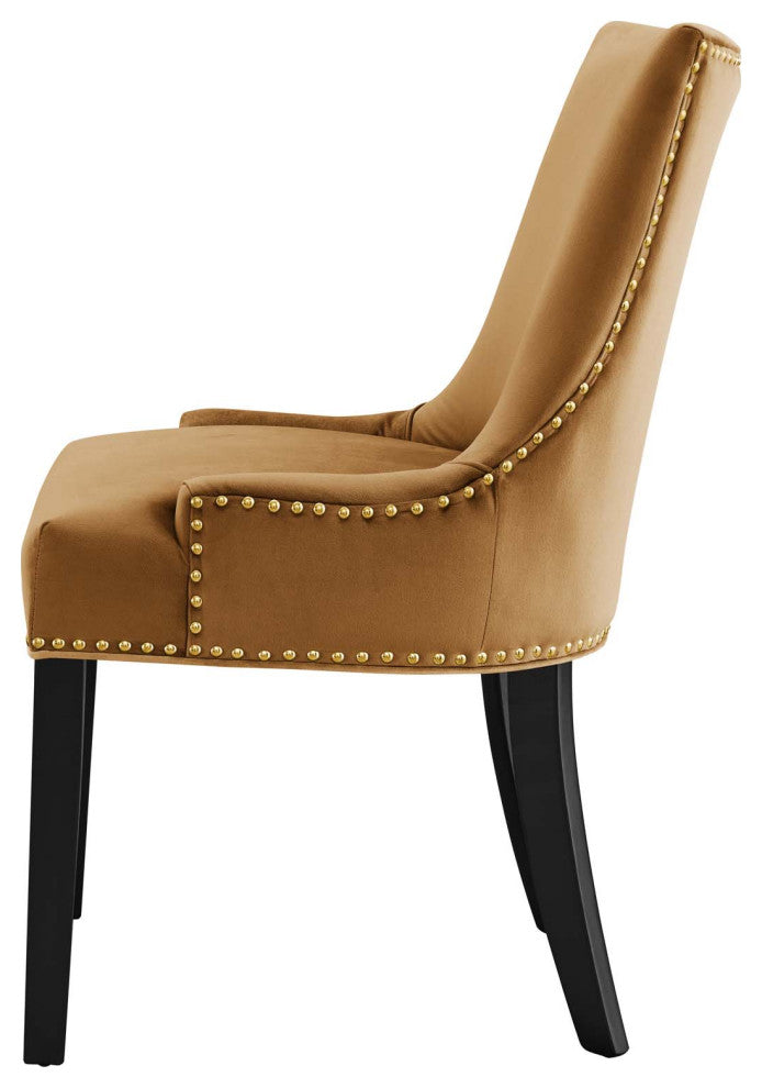 Dining Chair, Nailhead, Set of 2, Brown, Velvet, Modern, Bistro Hospitality