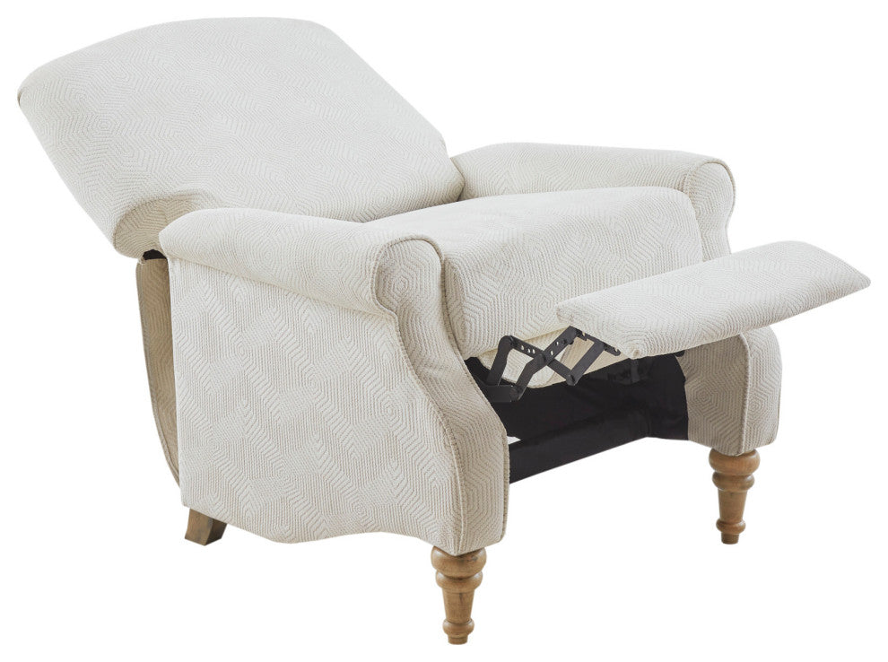 Madison Park Camel Oak Push Back Recliner, Patterned Ivory