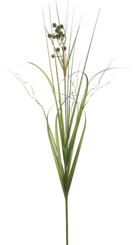 44" Grass With Pomp Balls Spray 4/Pk