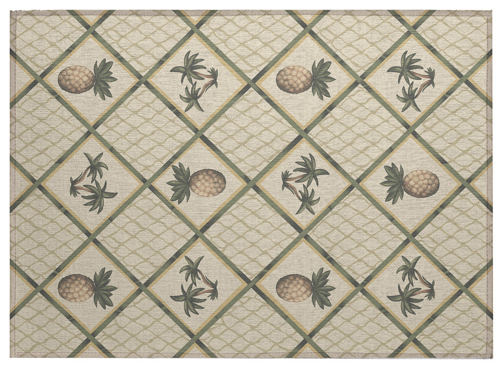 Indoor/Outdoor Kendall KE7 Beige Machine Washable 1'8" x 2'6" Rug