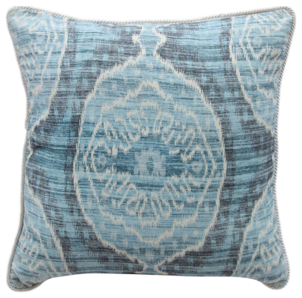 Turquoise Machine Woven Hadley Throw Pillow, 20" x 20"