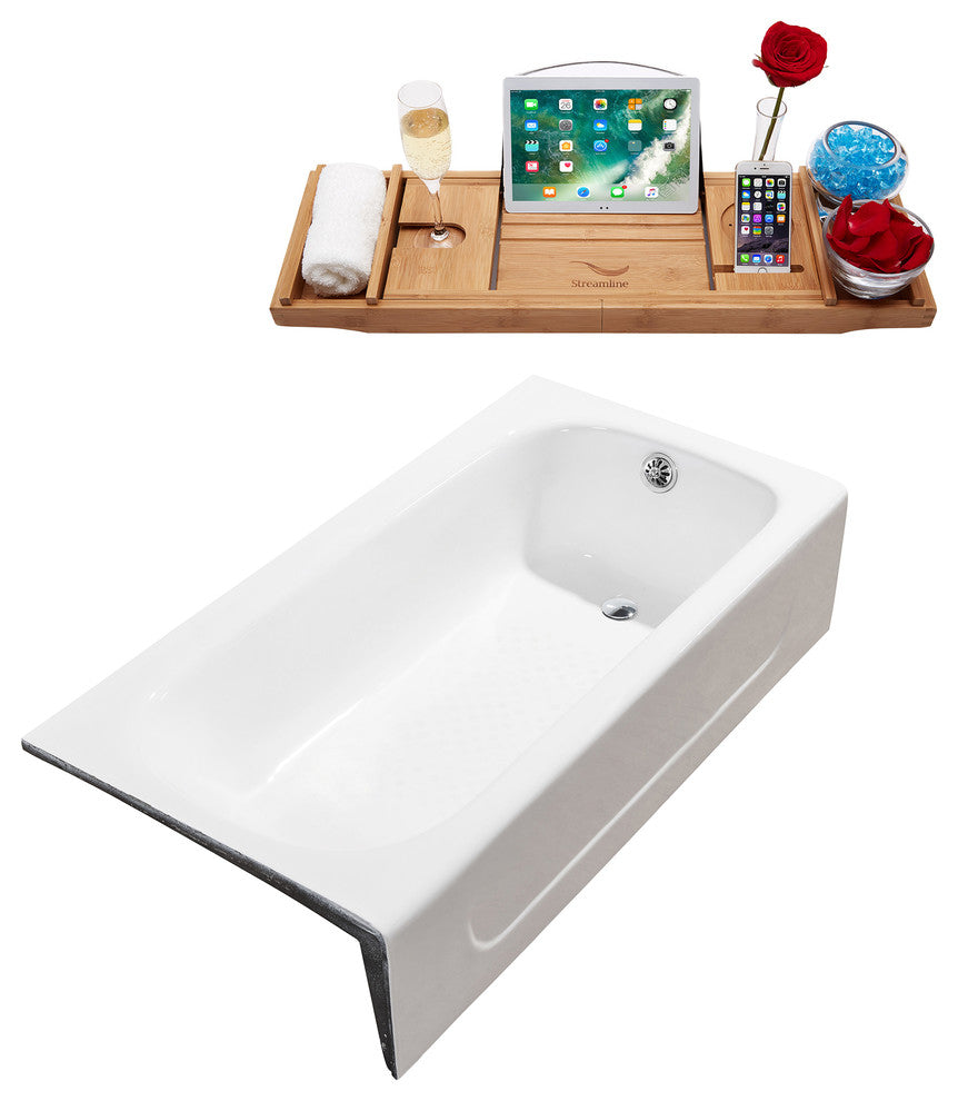 65" Cast Iron R5440CH-CH Soaking Clawfoot Tub and Tray With External Drain, Chro