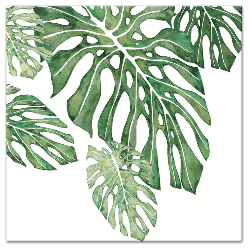 Green Tropical Leaves 24x24 Canvas Wall Art