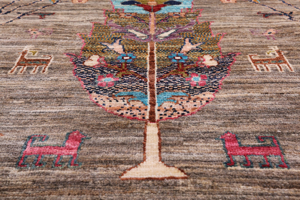 Tribal Persian Gabbeh Hand Knotted Rug 5' 1" X 6' 10" Q5277