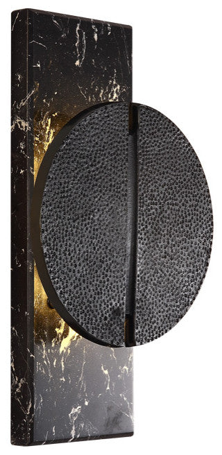 Modern Marble Wall Lamp in Designer Style for Living Room, Bedroom, Black, Cool Light