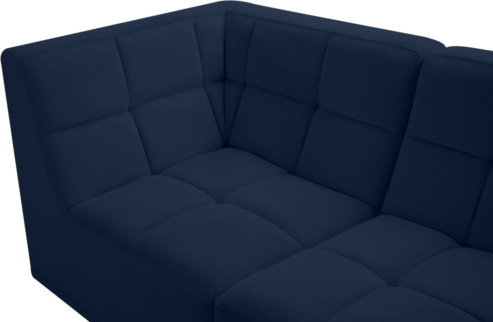Relax Velvet Upholstered 4-Piece Modular Sofa, Navy