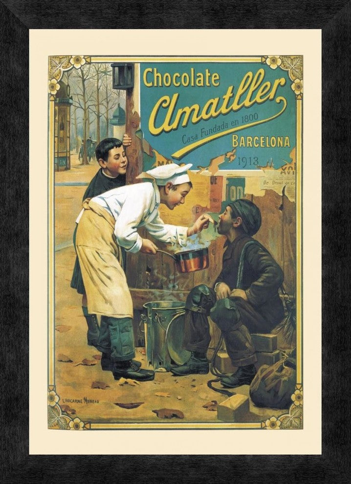 "Chocolate Amatller, 1913" Framed Canvas Giclee, 14"x20"