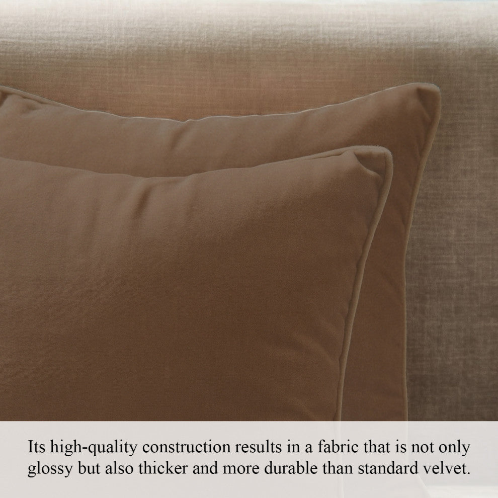 A1HC Soft Velvet Throw Pillow Covers Only, Set of 2, Cocoa, 22"x22"