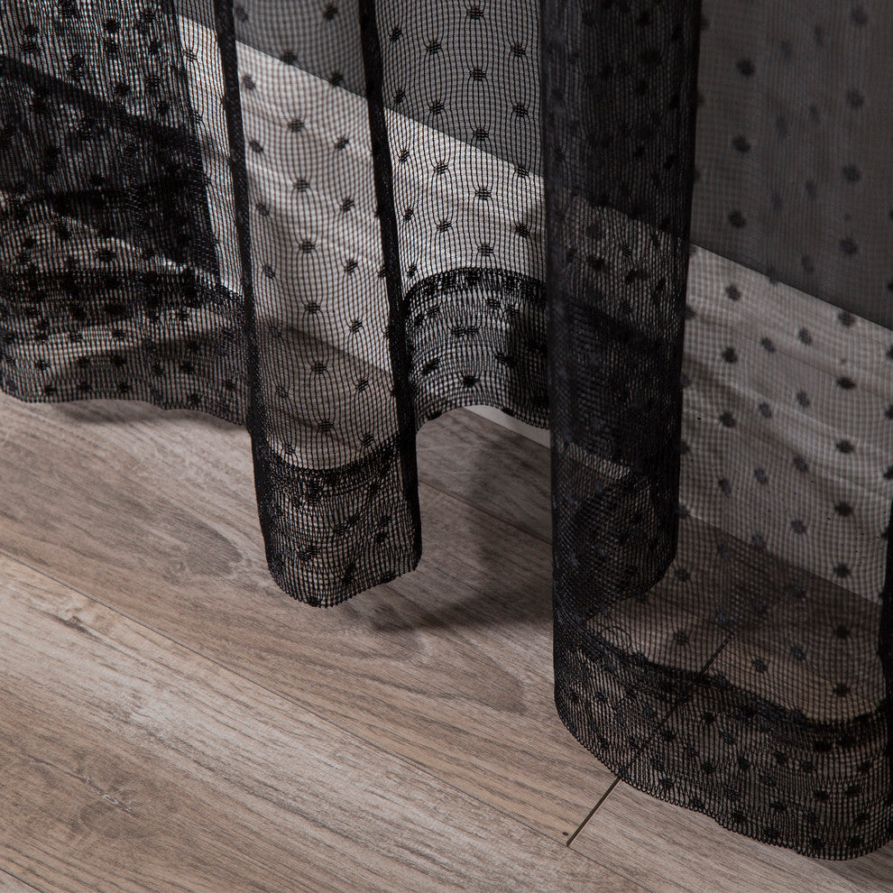 Jacquard Sheer Lace Dotted Curtain Pair