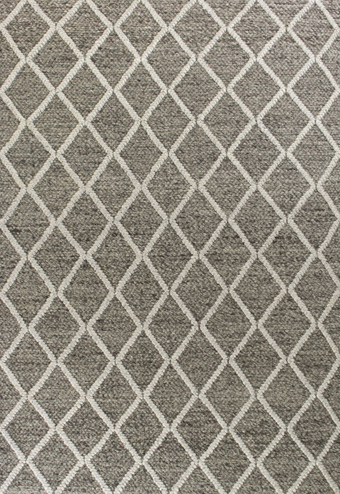 HomeRoots 3'x5' Dark Grey Hand Woven Diamond Pattern Indoor Area Rug