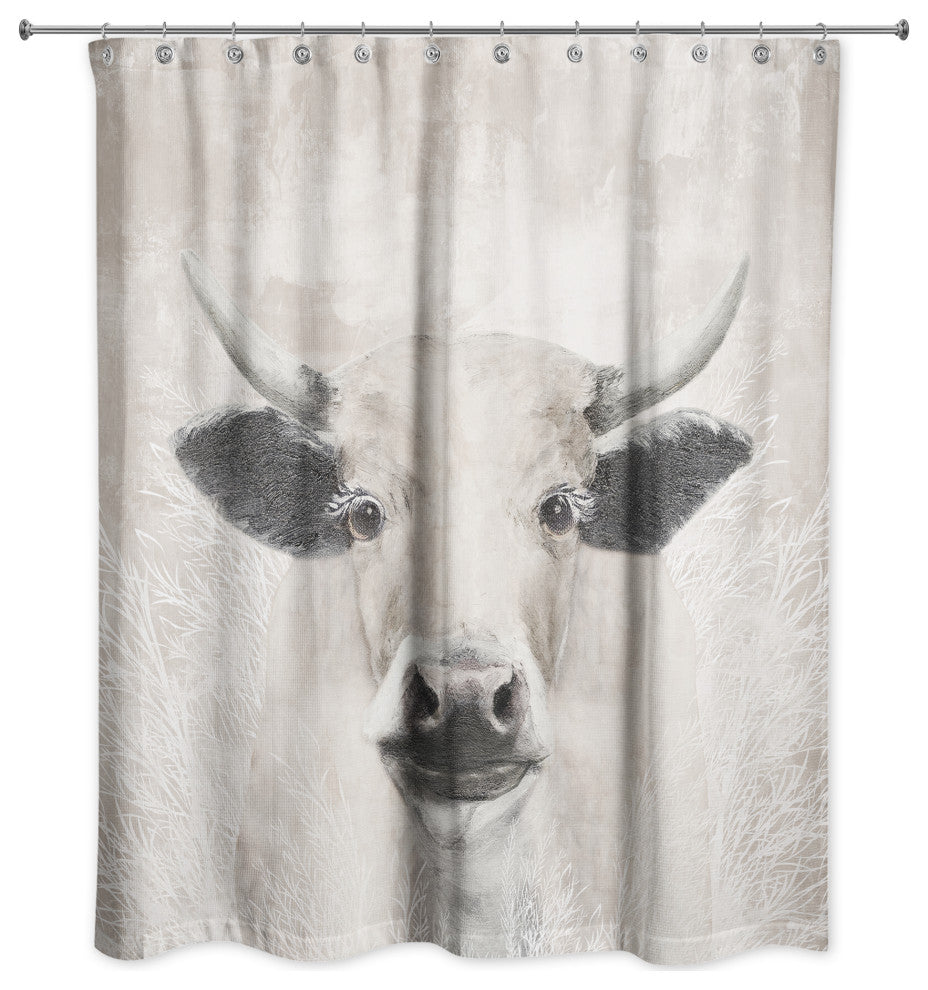 Creamy Tonal Cow 71"x74" Shower Curtain