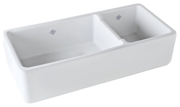 40" Lancaster Double Bowl Farmhouse Apron Front Fireclay Kitchen Sink