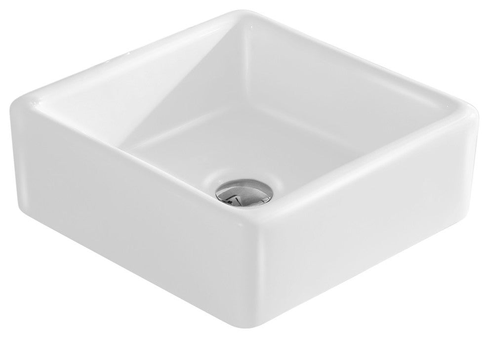 Fine Fixtures White Vitreous China Square Modern Vessel Sink