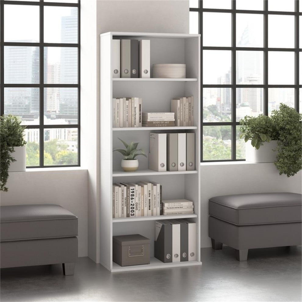 Hustle Tall 5 Shelf Bookcase in White - Engineered Wood